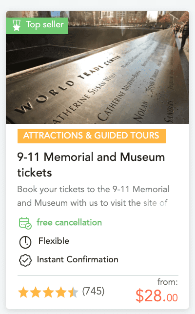 Activity card example on musement.com