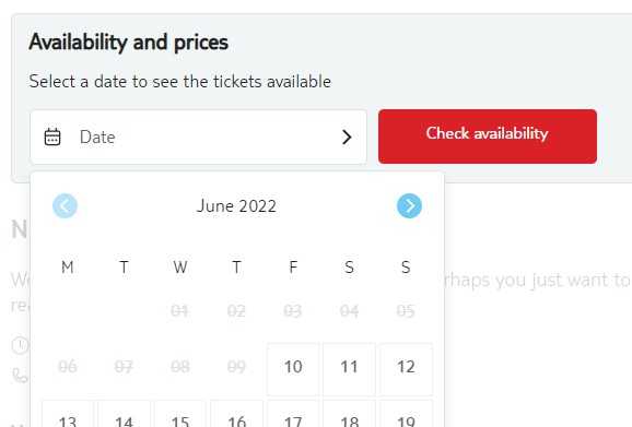 Example of dates disabled before 10 June 2022