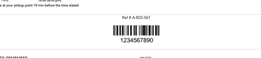 Ticket barcode example
